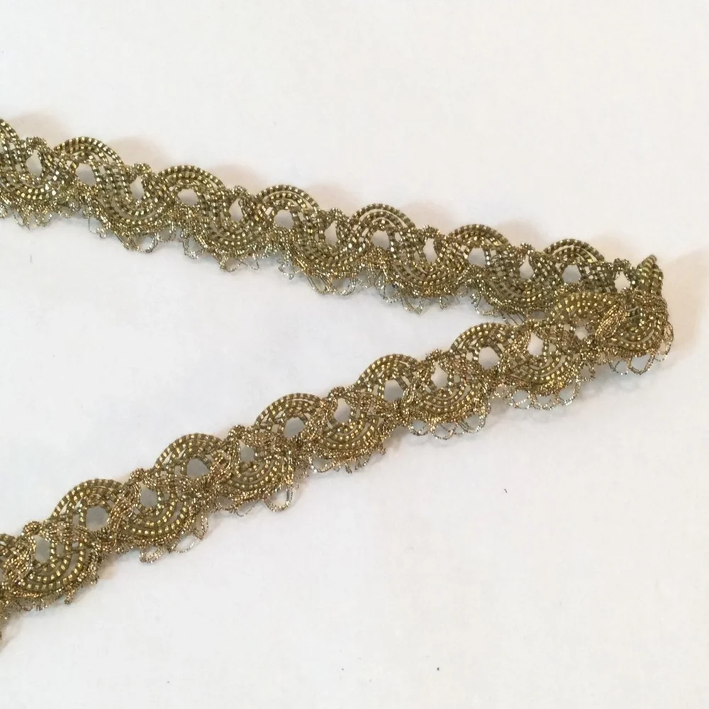 Lacy Gold Metallic Snake Braid - 18 Yards